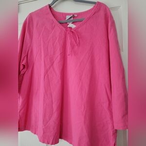 Hot Cotton Top Womens Linen Pink Shirt Coastal BarbiecoreMinimalist Size 1XL